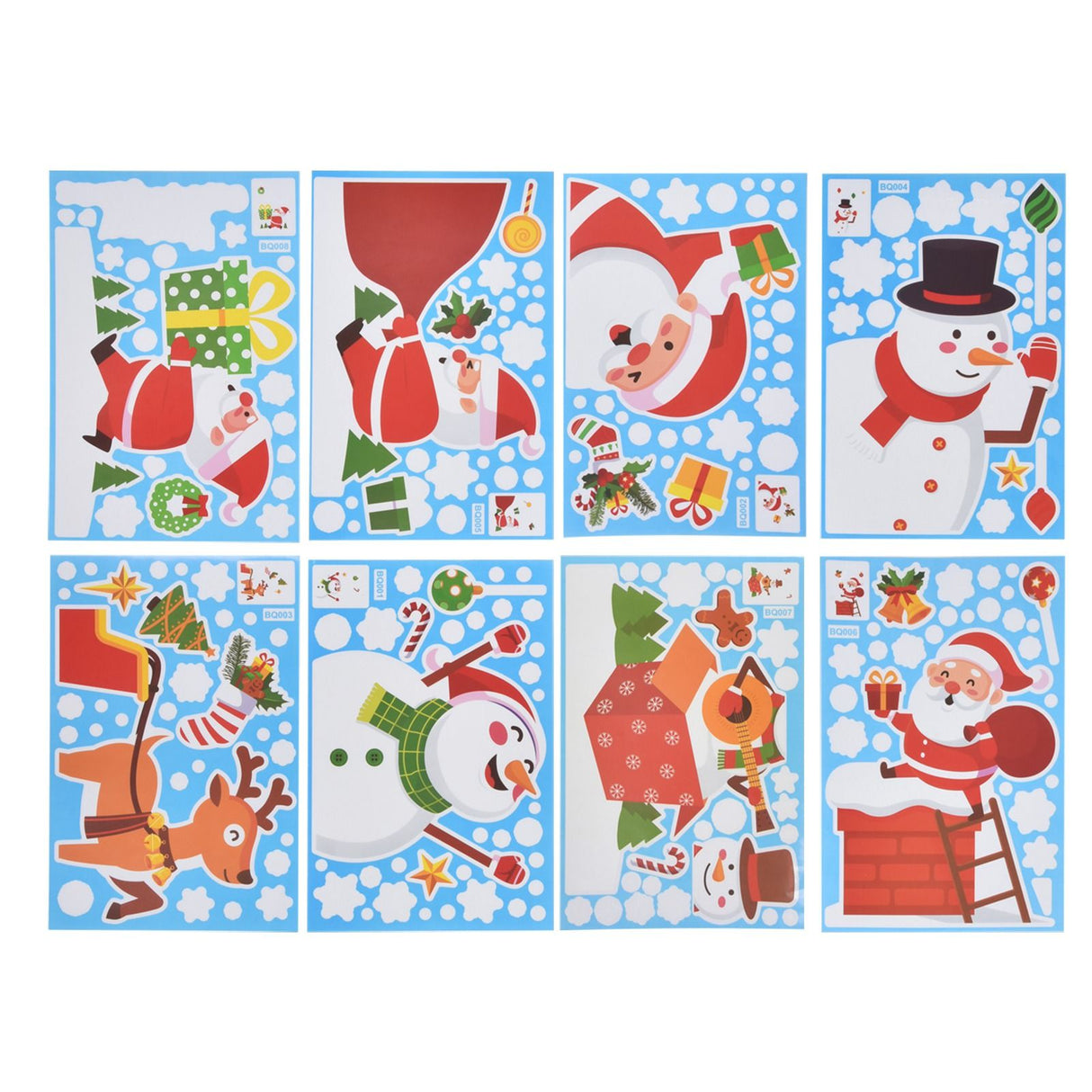 8PCS Christmas Snowman Sticker DIY Window Glass Sticker PVC Decorative Sticker for Living Room