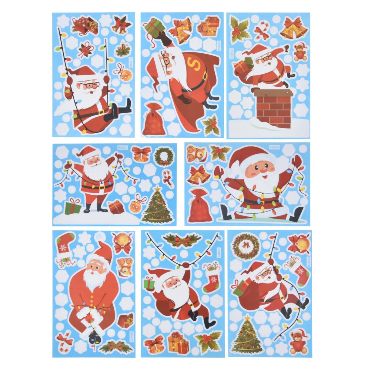 8Pcs Christmas Stickers Cute Patterns Easy to Use Environmentally Friendly Xmas Window Decals for Home Decor