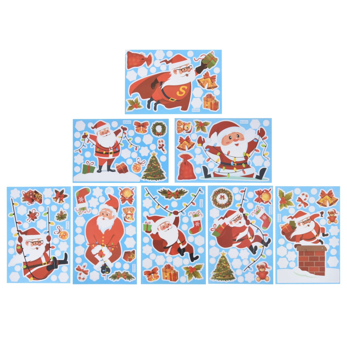 8Pcs Christmas Stickers Cute Patterns Easy to Use Environmentally Friendly Xmas Window Decals for Home Decor