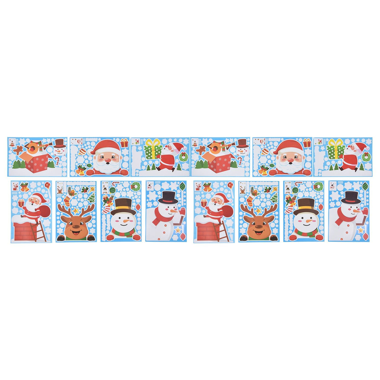14pcs Christmas Stickers Cute Snowflake Reindeer Elf Pattern Christmas Window Clings for Window Glass Party Decorations