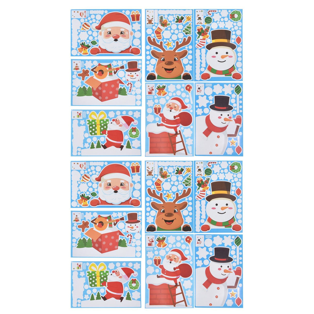14pcs Christmas Stickers Cute Snowflake Reindeer Elf Pattern Christmas Window Clings for Window Glass Party Decorations