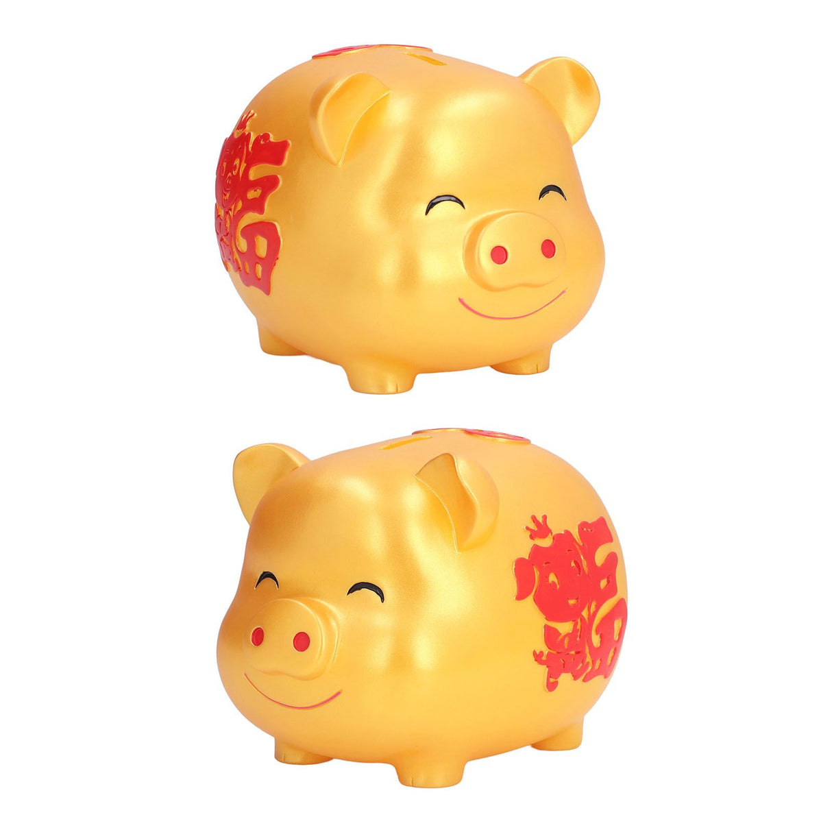 Piggy Bank Cute Cartoon Shape Anti Falling Pig Money Box for Children Gift Home Decoration Coins StorageLarge Size Gold
