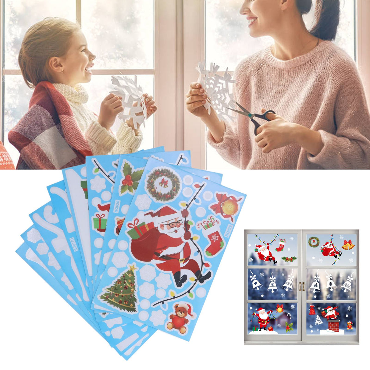 Christmas Stickers DIY Production Cute Appearance Fine Workmanship Christmas Window Clings