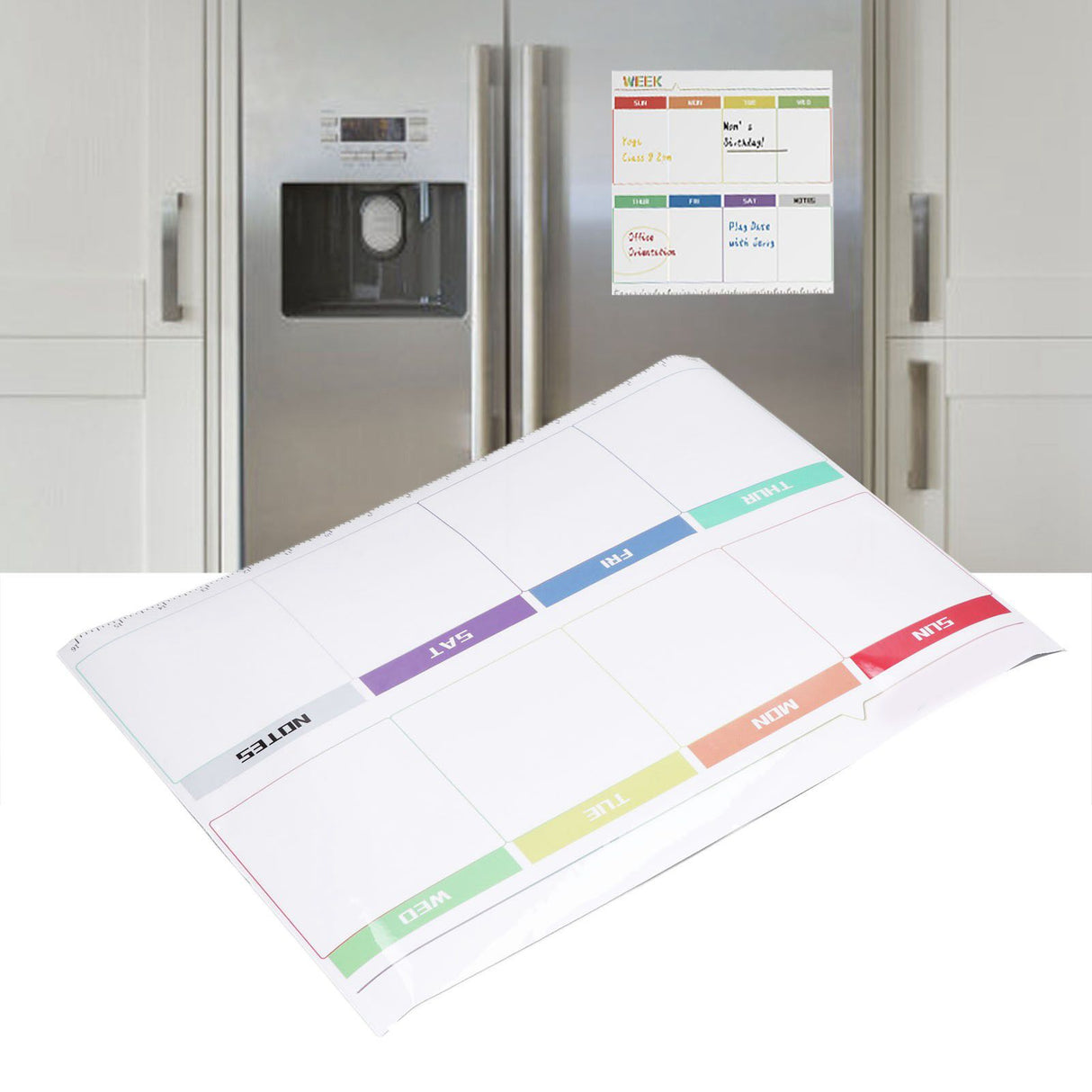 Weekly Calendar Self Adhesive Reusable Weekly Dry Erase Board Paste with Eraser for Home Wall Fridge