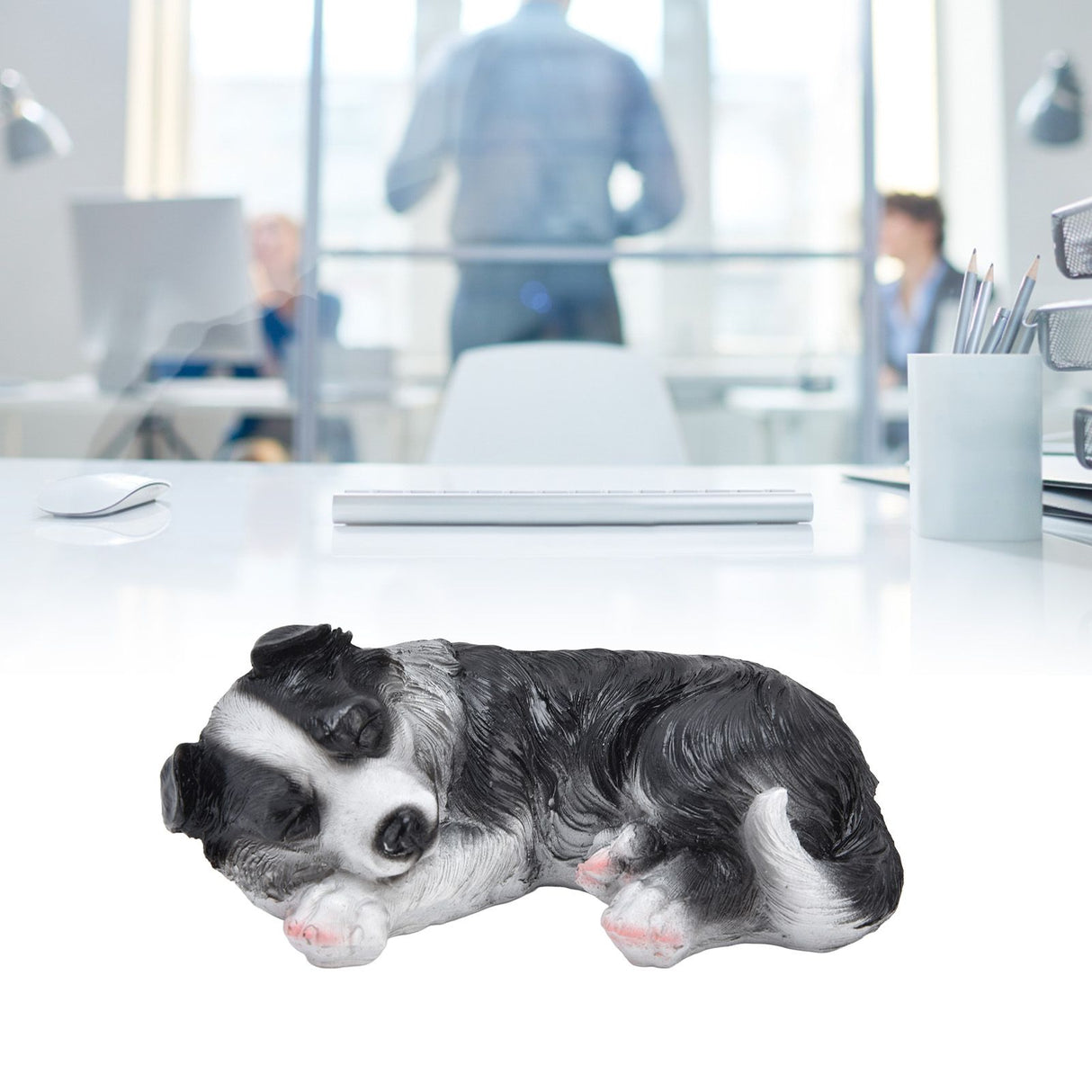 Dog Ornament Textured Exquisite Vivid Real Cute Dog Statue for Garden Lawn Desk Decoration