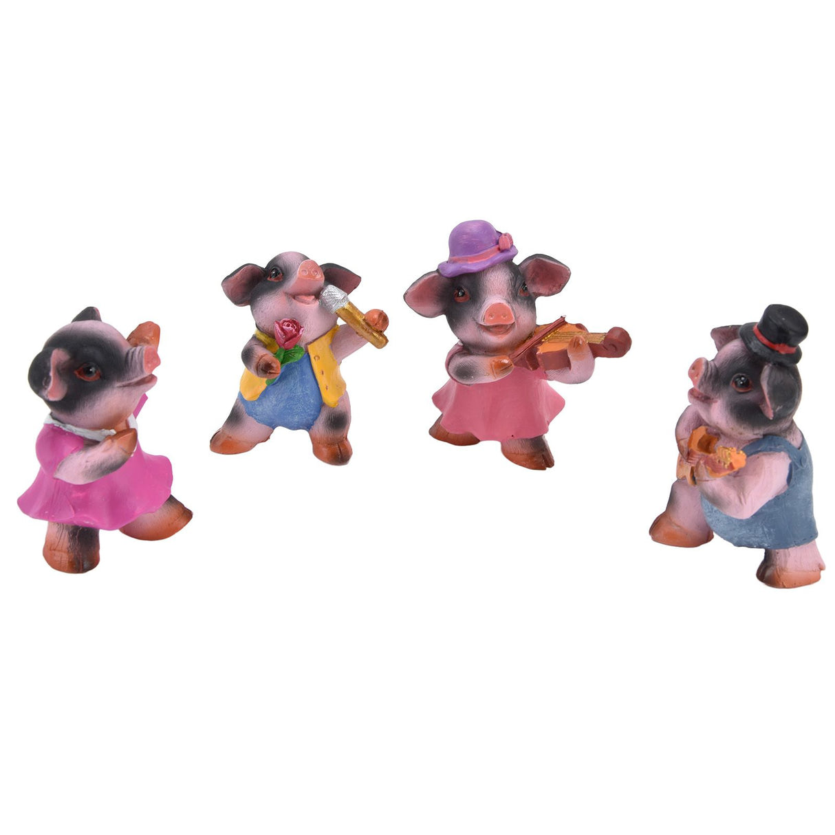 4Pcs Pig Ornaments Textured Exquisite Vivid Cartoon Cute Pig Statue for Bedroom Living Room Desk Decoration