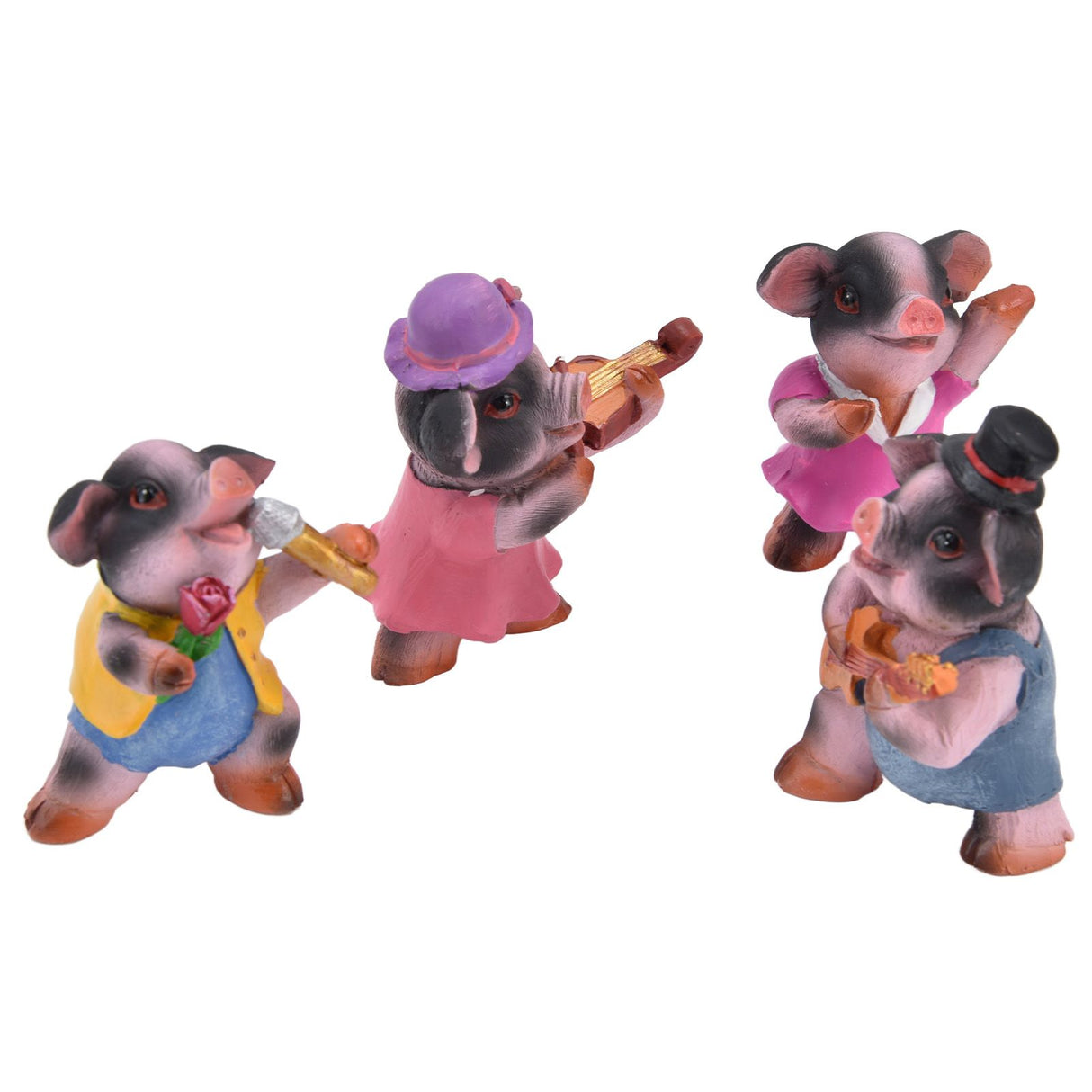 4Pcs Pig Ornaments Textured Exquisite Vivid Cartoon Cute Pig Statue for Bedroom Living Room Desk Decoration