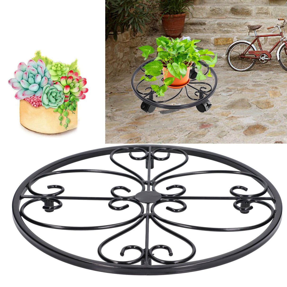 Flower Stand Elegant Style Unique Standable Design Durable Stable Easy Movable Plant Shelf for Garden Home