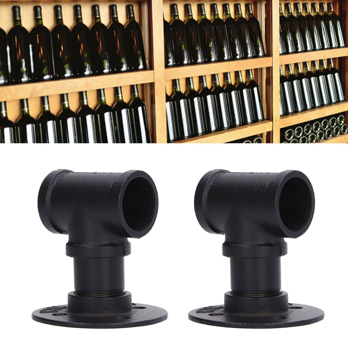 2Pack Wall Mounted Wine Bottle Rack Wine Hanging Holder Water Pipe Design with Mounting Screw for Storage