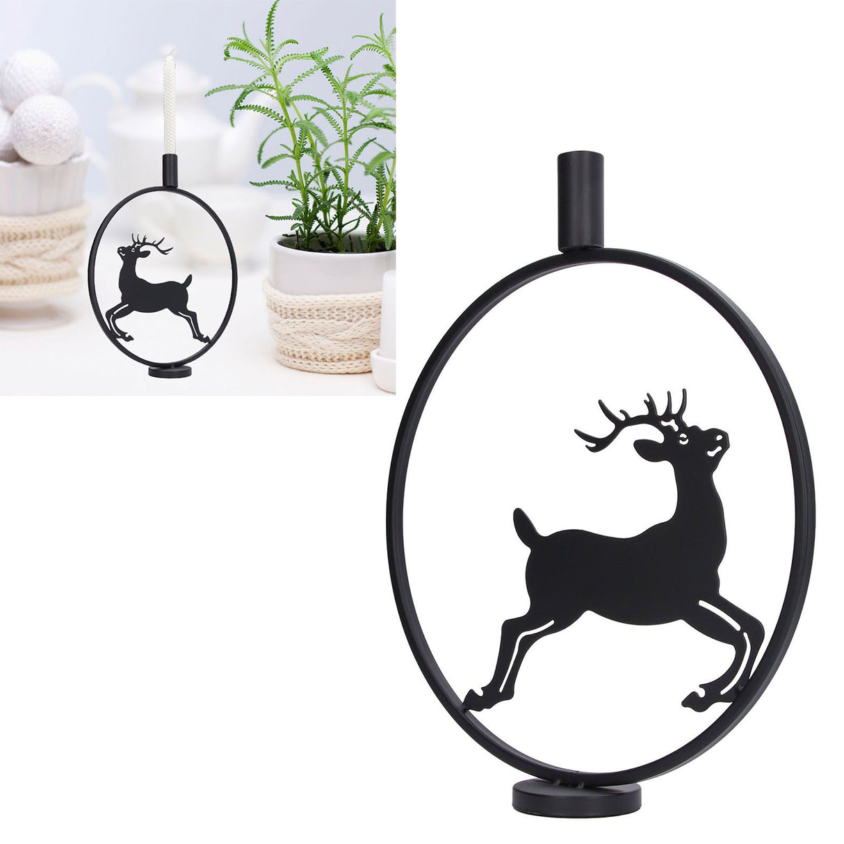 Deer Candle Holder Black European Style Tealight Holder Wall Decoration for Wedding Party