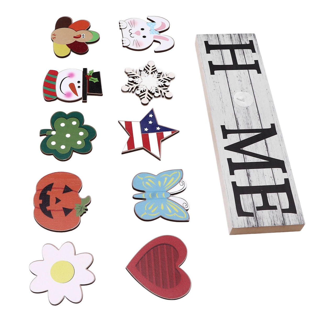 Wooden Country Home Decoration Welcome Sign Wall Decoration 10 Interchangeable Icons Letter Decoration Crafts