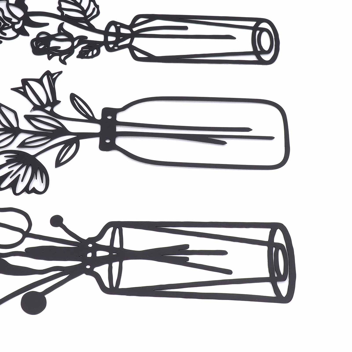 3Pcs Metal Vase Flowers Wall Art Elegant Prevent Rust Easy to Install Iron Flower Wall Art for Indoor Decoration
