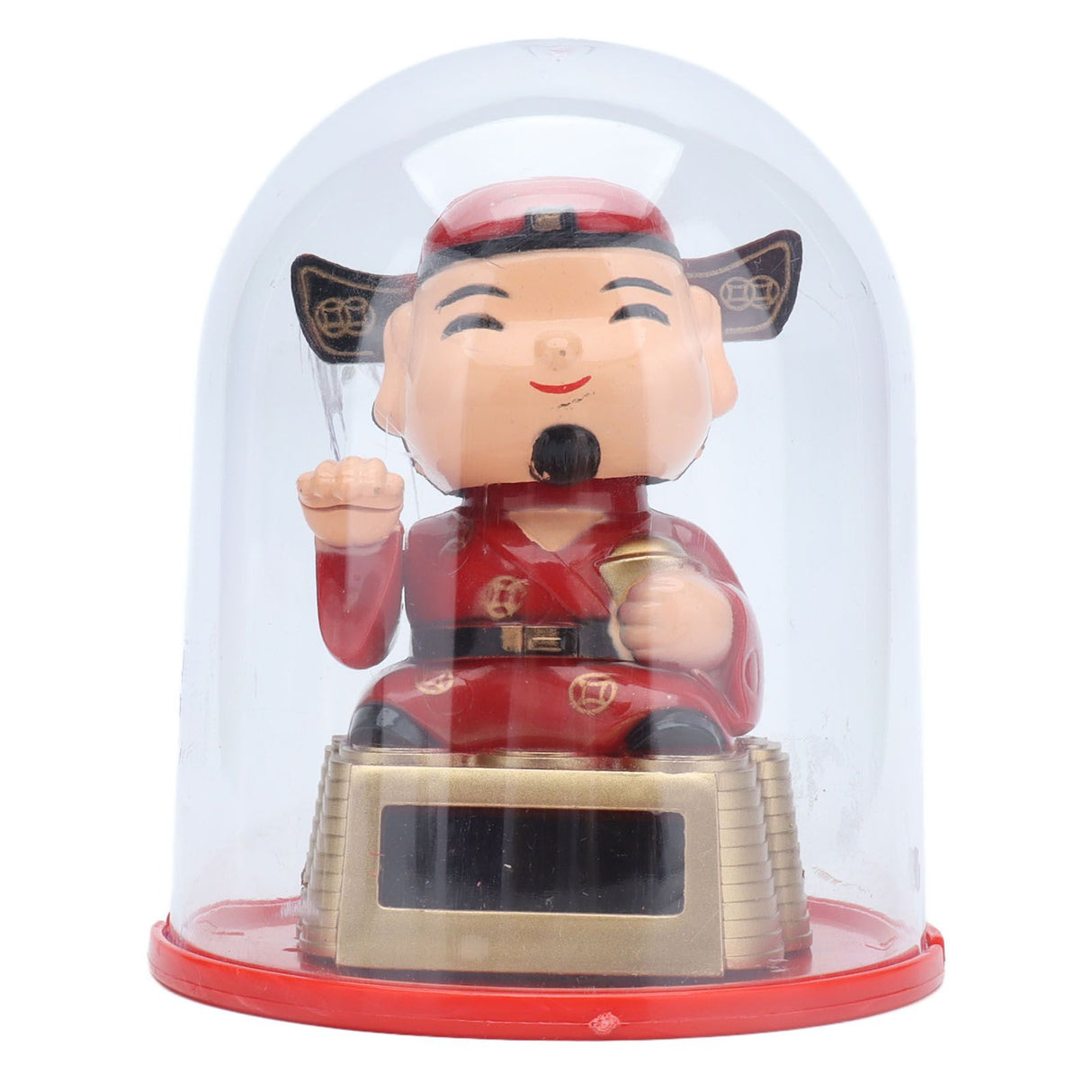 Lucky Ornaments Solar Powered Cute God of Wealth Decoration with Waving Arm for Home Office Car