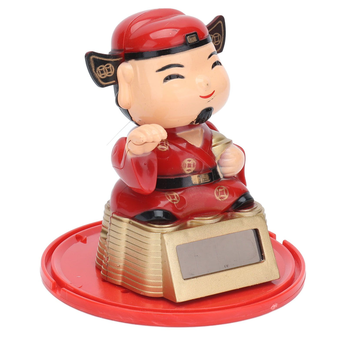 Lucky Ornaments Solar Powered Cute God of Wealth Decoration with Waving Arm for Home Office Car