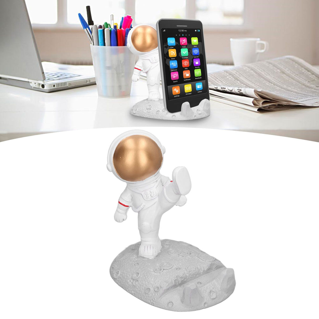 Mobile Phone Holder Astronaut Shape Exquisite Beautiful Environmentally Friendly Bracket OrnamentGolden Astronaut Kick
