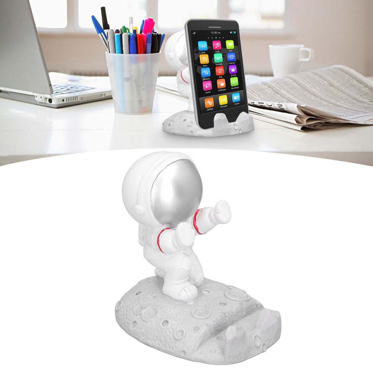 Mobile Phone Holder Astronaut Shape Exquisite Beautiful Environmentally Friendly Bracket OrnamentSilver Astronaut Push
