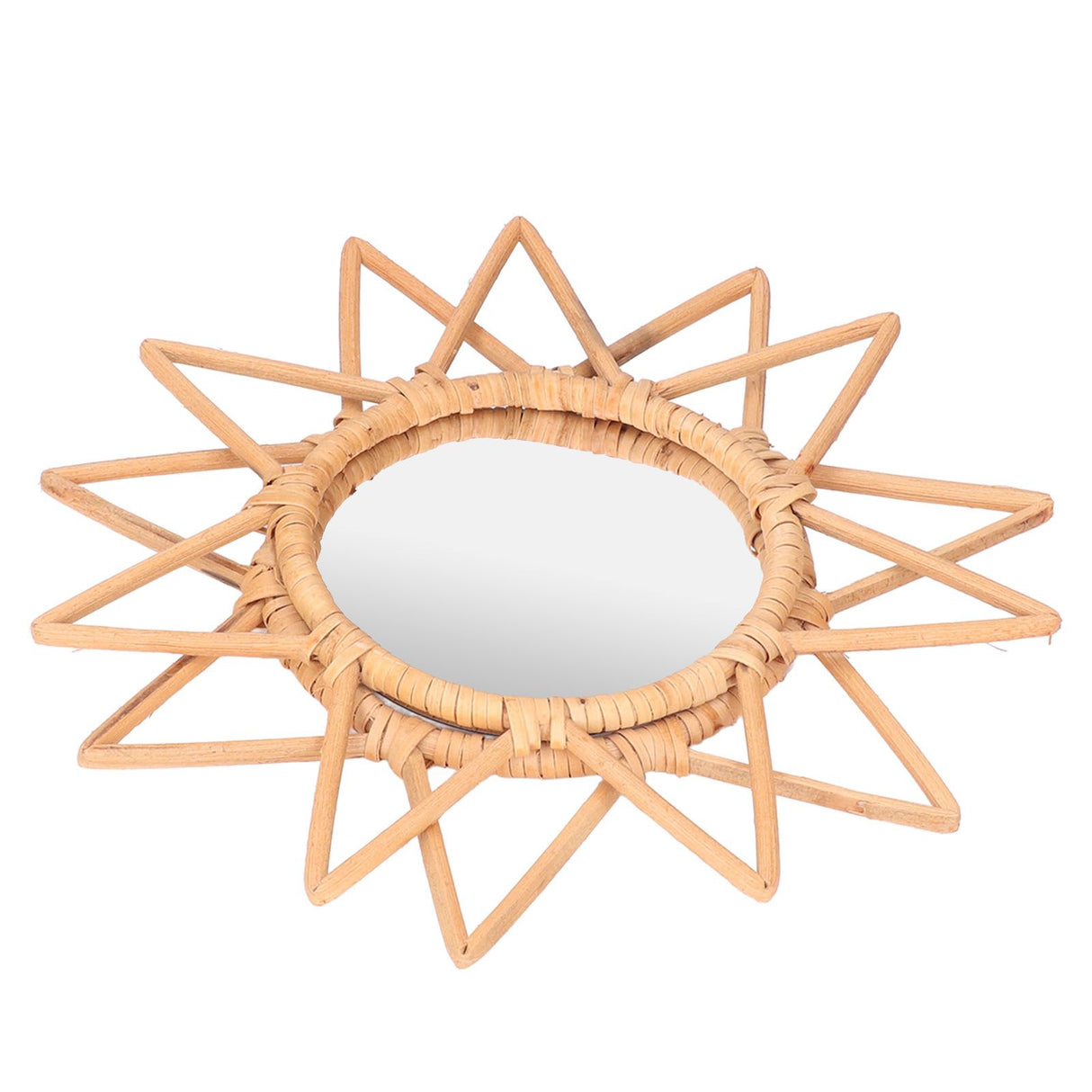 Rattan Innovative Art Decoration Makeup Mirror Retro Dressing Bathroom Wall Hanging MirrorStar