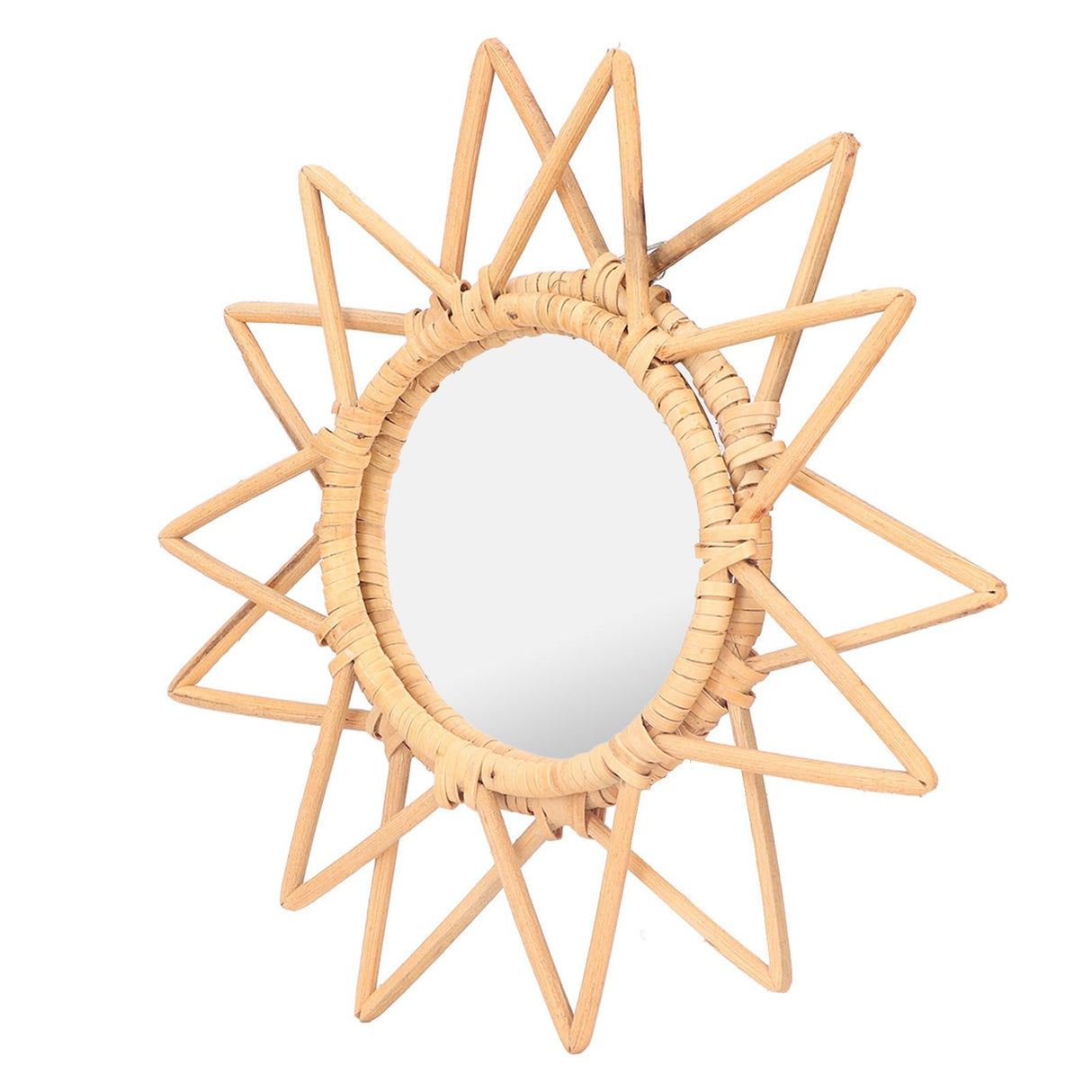 Rattan Innovative Art Decoration Makeup Mirror Retro Dressing Bathroom Wall Hanging MirrorStar