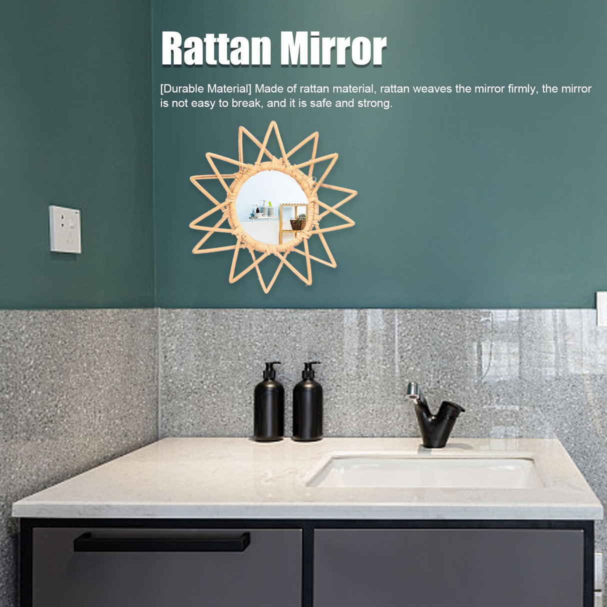 Rattan Innovative Art Decoration Makeup Mirror Retro Dressing Bathroom Wall Hanging MirrorStar