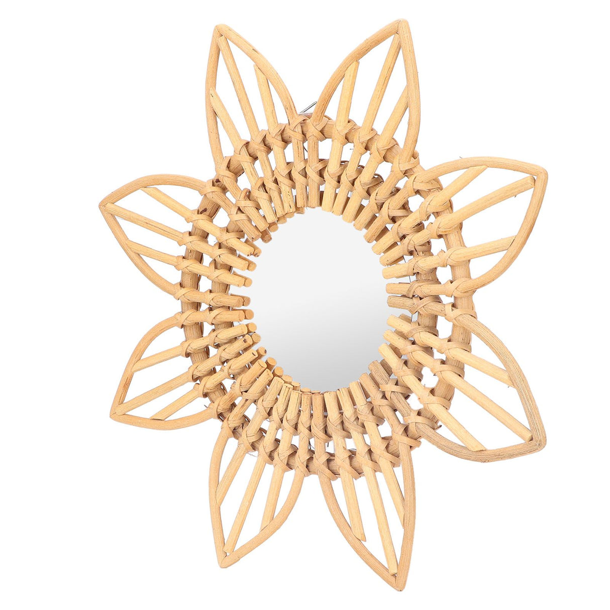 Rattan Innovative Art Decoration Makeup Mirror Retro Dressing Bathroom Wall Hanging MirrorFlower