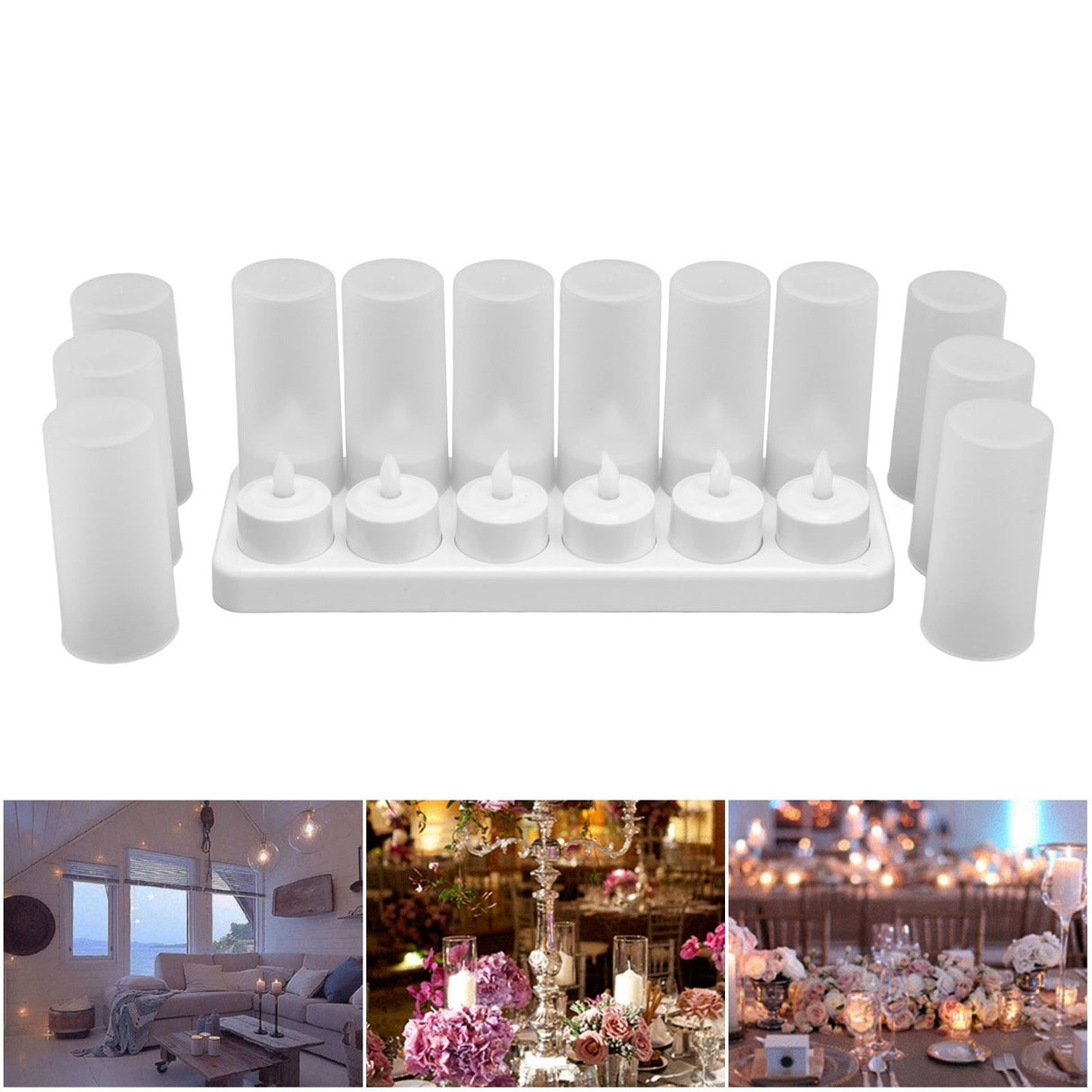 100‑240V Rechargeable Tealight Candle Lamp Reusable Flameless Cordless LED Candles LightsAU Plug