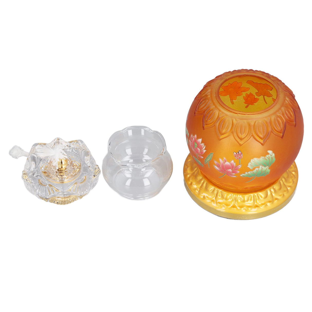 Buddhist Temple Flower Light Glazed Buddha Oil Lamp for Churches Temple Shops Sacrifices
