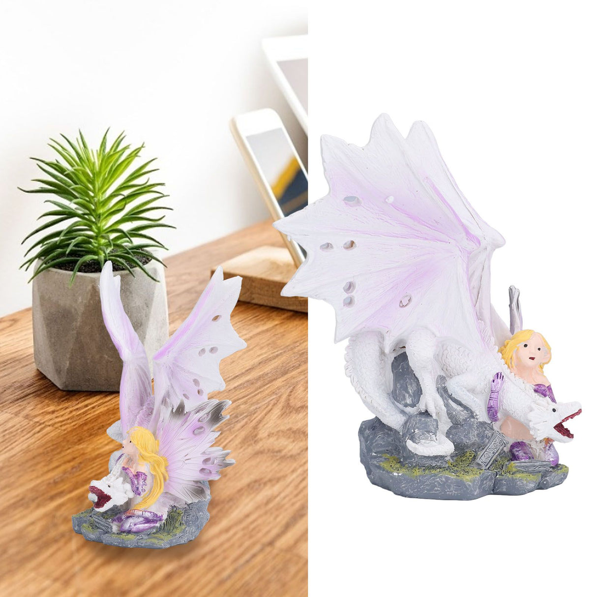 Dragon Girl Desktop Ornament Standing Sculpture Resin Bedroom Decoration Statue for Living Room Office
