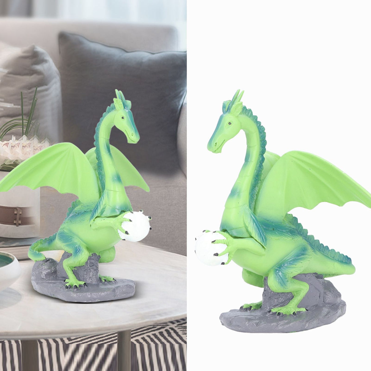 Resin Flying Dragon Statue Holding Ball Dragon Sculpture Decoration for Bedroom Study Room Garden Corridor Hallway