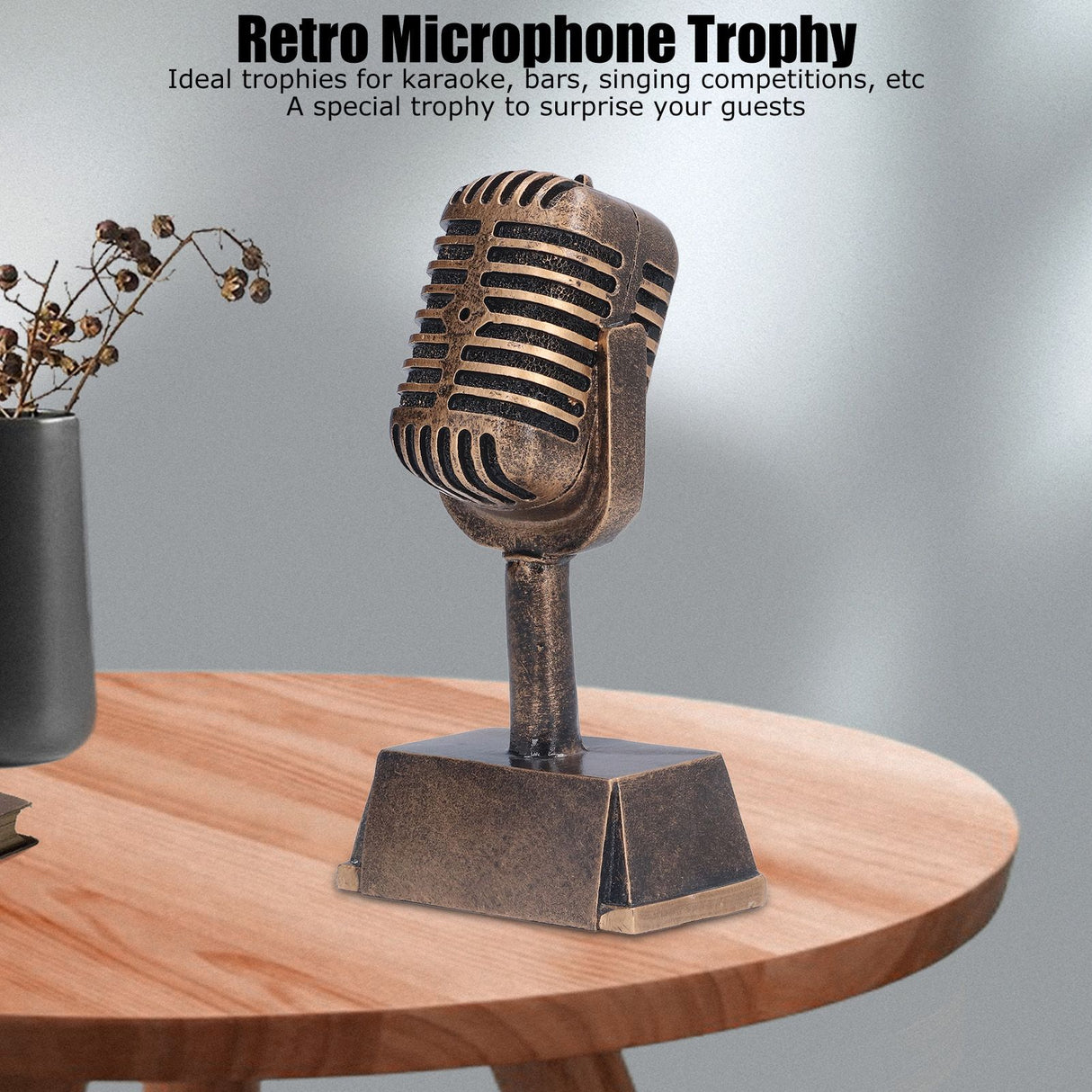Music Award Trophy Synthetic Resin Decorative Microphone Tabletop Ornament for Home Singing Competition