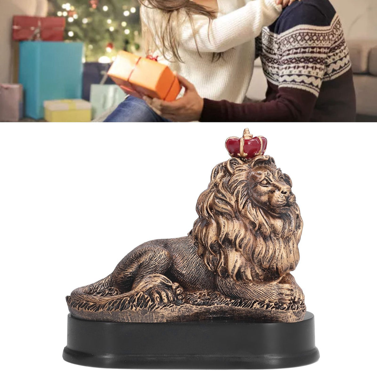 Lion Sculpture Decorative Lion Resin Statue for Home Decoration Farm Living Room Porch Christmas Ornament