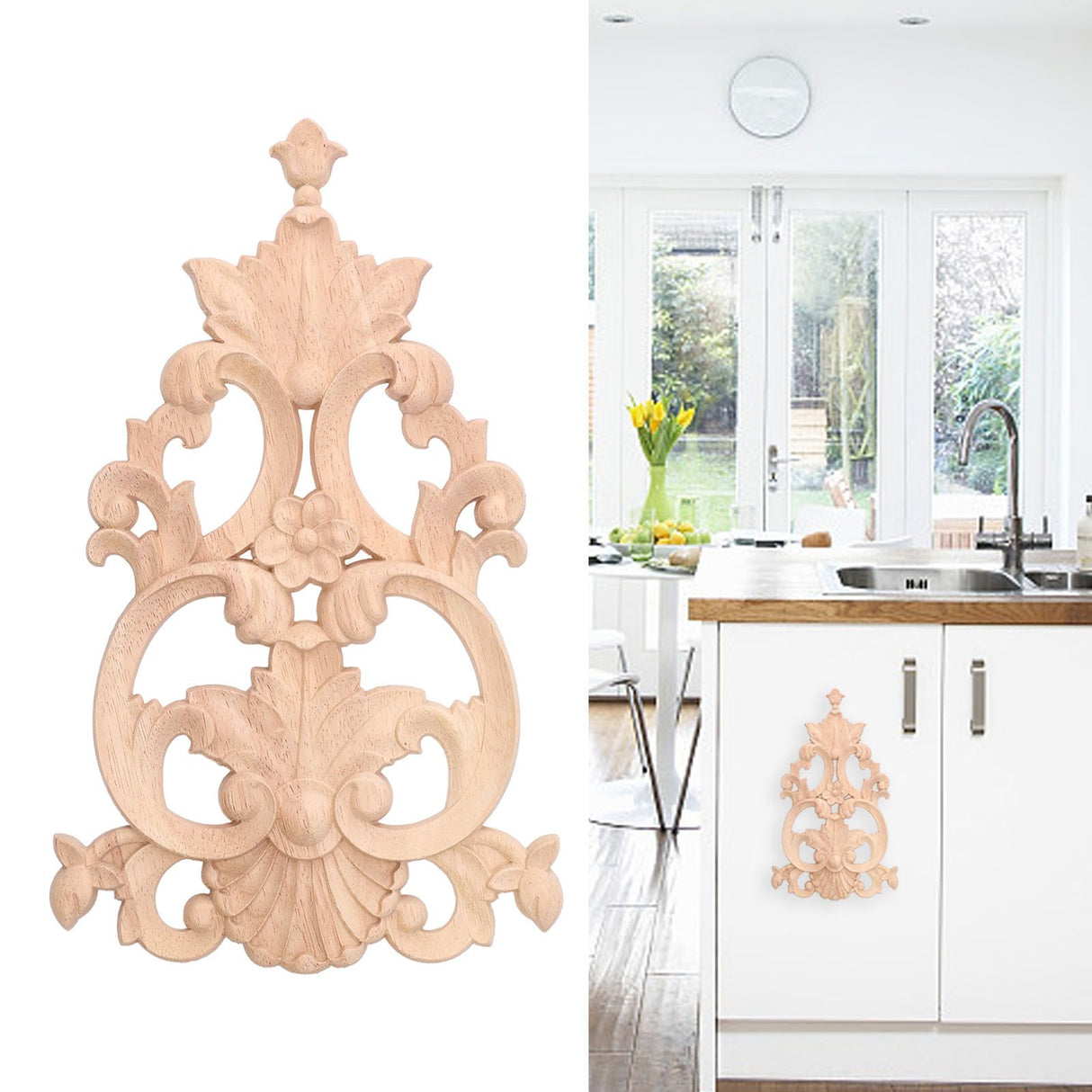 Wood Applique Easy Installation Durable Natural Eco Friendly Classic Exquisite Pattern Wood Carving AppliqueType Four