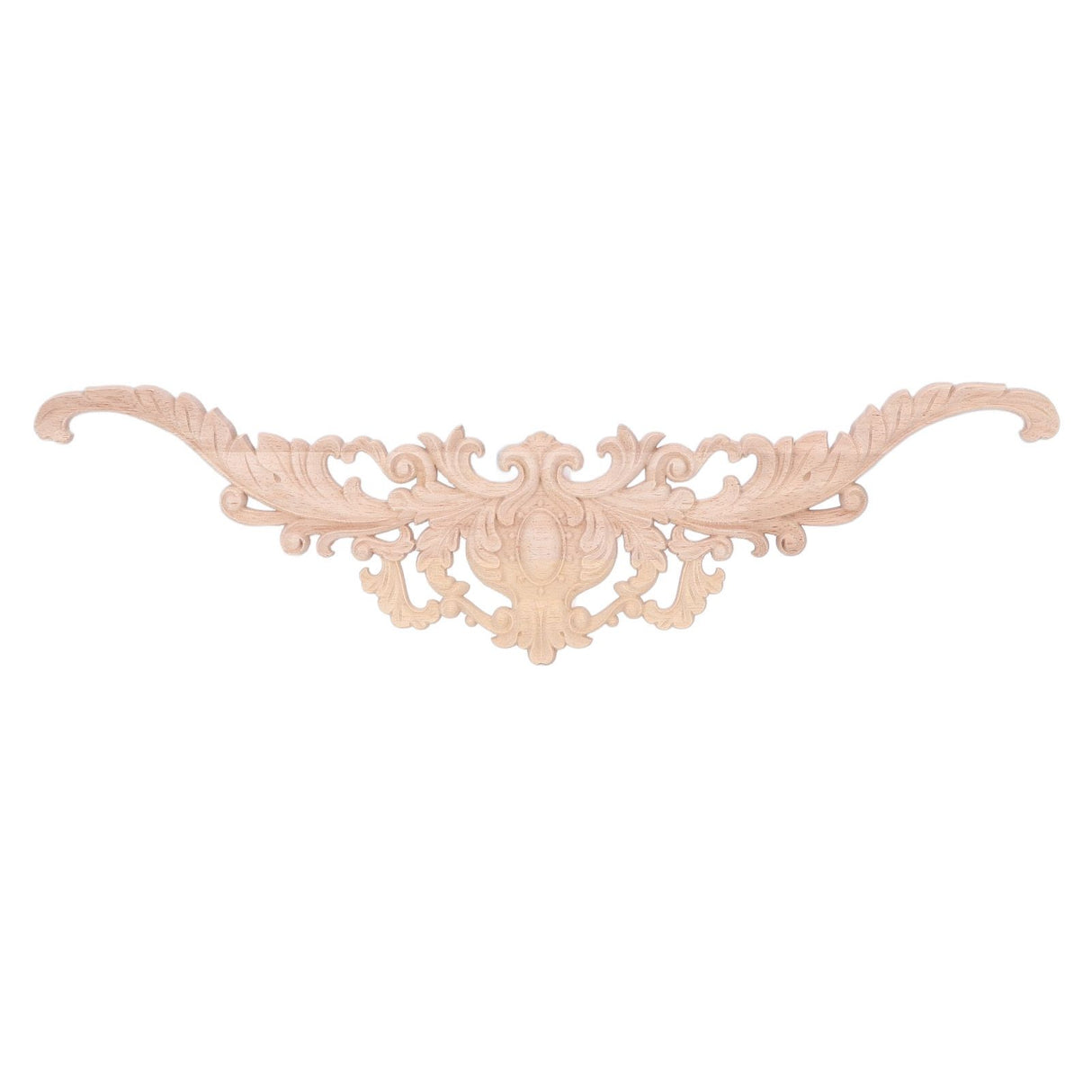Wood Appliques Exquisite Elegant European Style Rubber Wood Long Flower Piece Home Decoration Carved Accessories