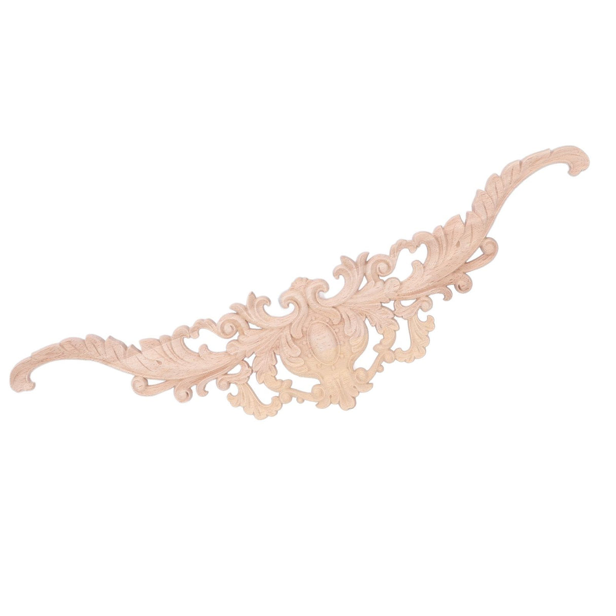 Wood Appliques Exquisite Elegant European Style Rubber Wood Long Flower Piece Home Decoration Carved Accessories