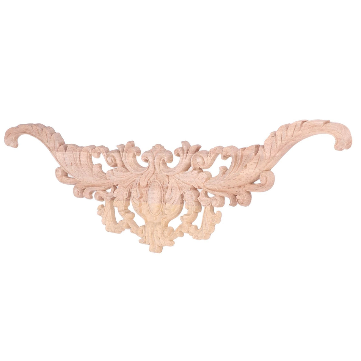 Wood Appliques Exquisite Elegant European Style Rubber Wood Long Flower Piece Home Decoration Carved Accessories