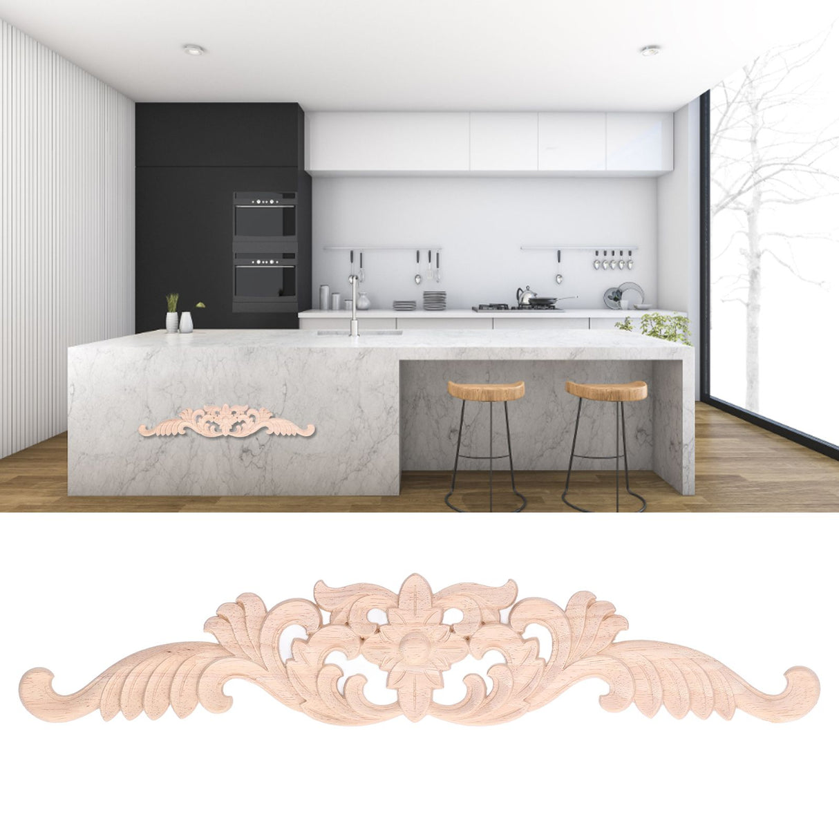 Wood Carved Applique Corner Frame Applique Eco Friendly Cabinet Furniture Decoration for Household