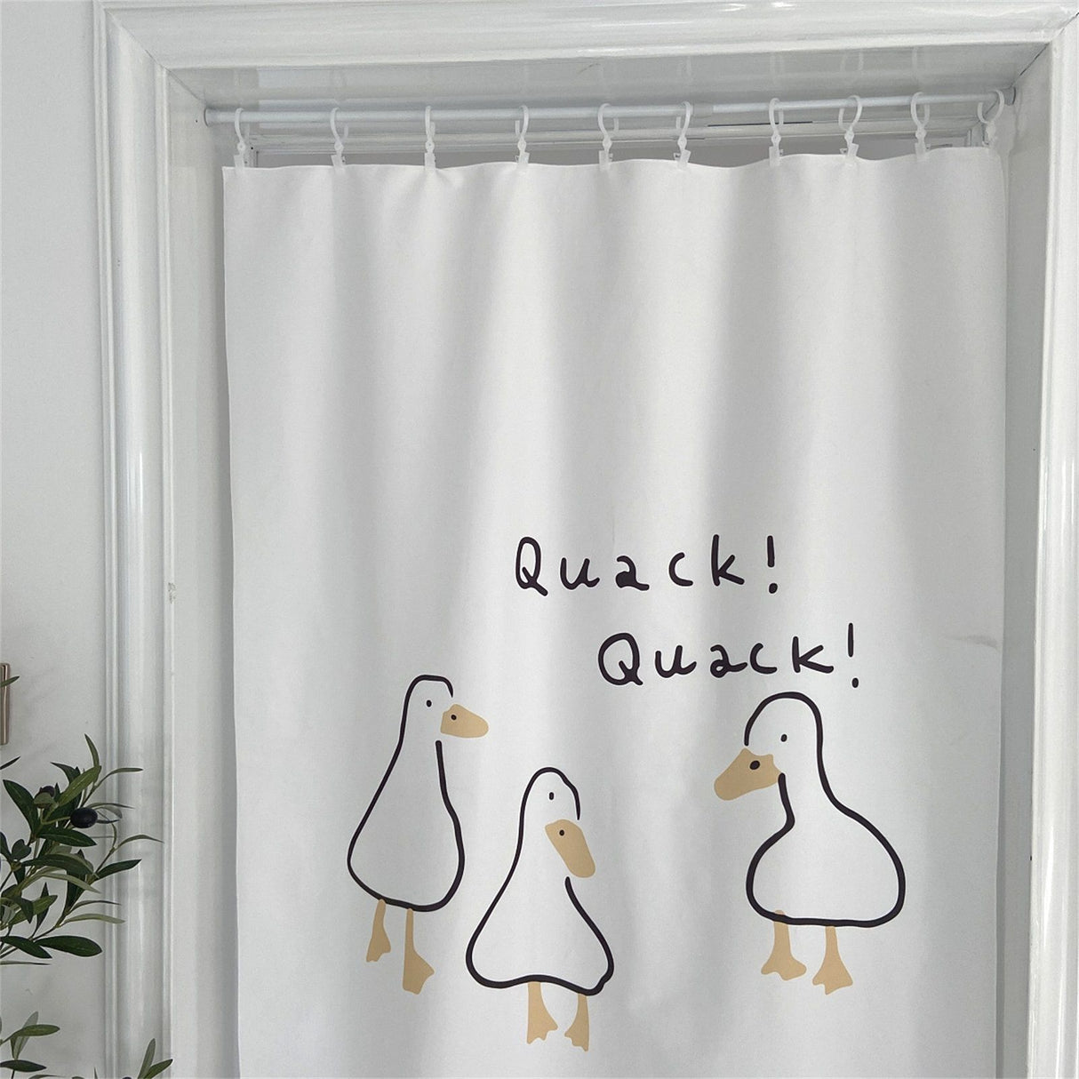 Door Curtain Cute Decorative Cartoon Doorway Divider Cloth for Bedroom Closet Dormitory Kitchen Little White Duck