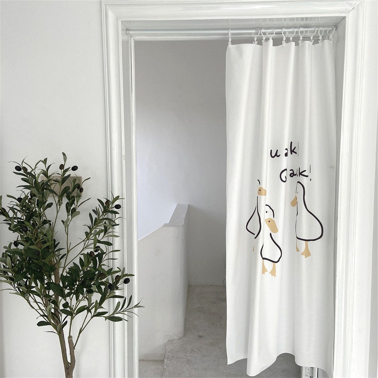 Door Curtain Cute Decorative Cartoon Doorway Divider Cloth for Bedroom Closet Dormitory Kitchen Little White Duck
