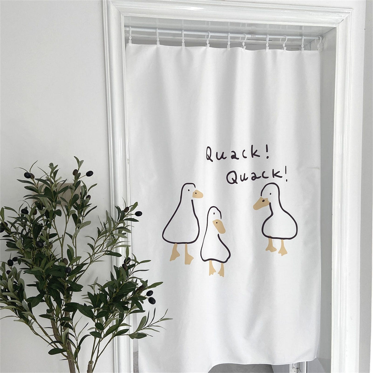 Door Curtain Cute Decorative Cartoon Doorway Divider Cloth for Bedroom Closet Dormitory Kitchen Little White Duck