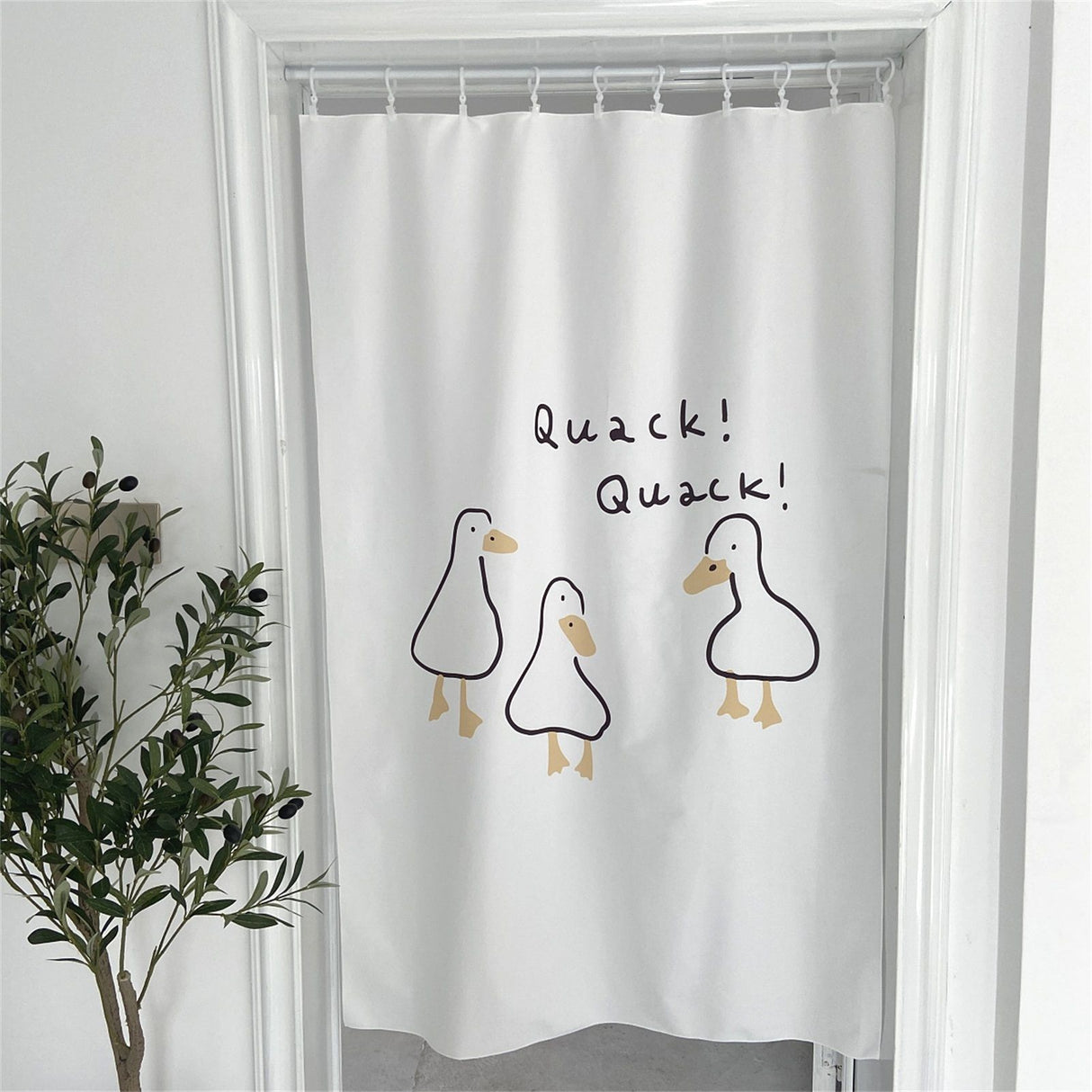 Door Curtain Cute Decorative Cartoon Doorway Divider Cloth for Bedroom Closet Dormitory Kitchen Little White Duck