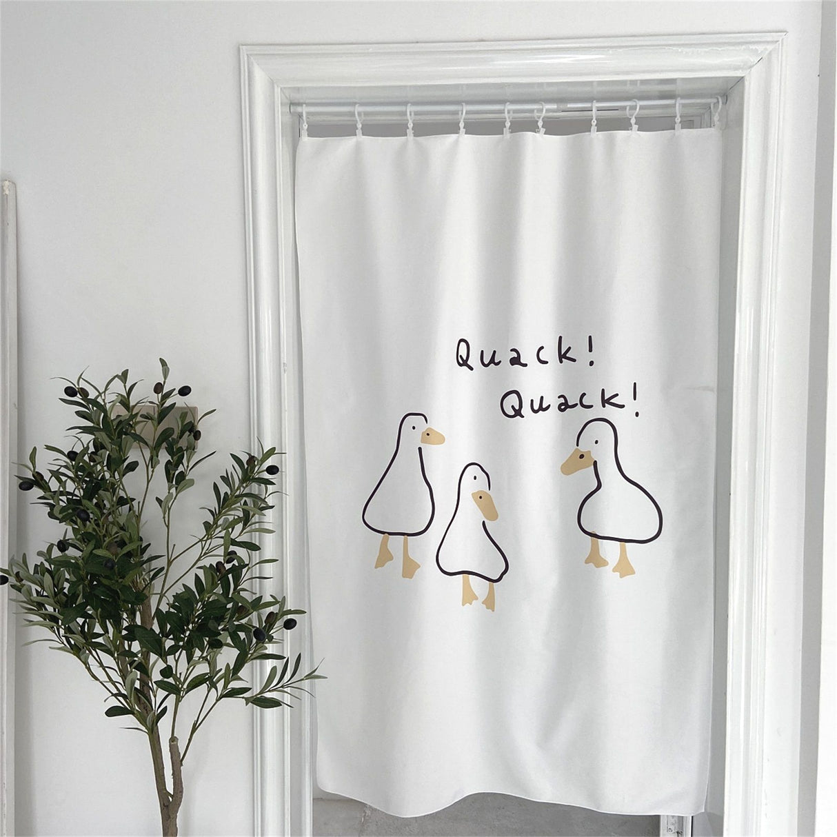 Door Curtain Cute Decorative Cartoon Doorway Divider Cloth for Bedroom Closet Dormitory Kitchen Little White Duck