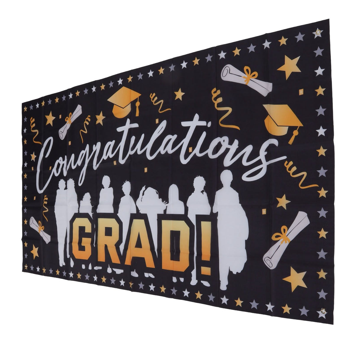 Graduation Banner 71x38in Durable Polyester Fabrics Fadeless 4 Eyelets Easy Installation Congrats Grad Banner for Party C