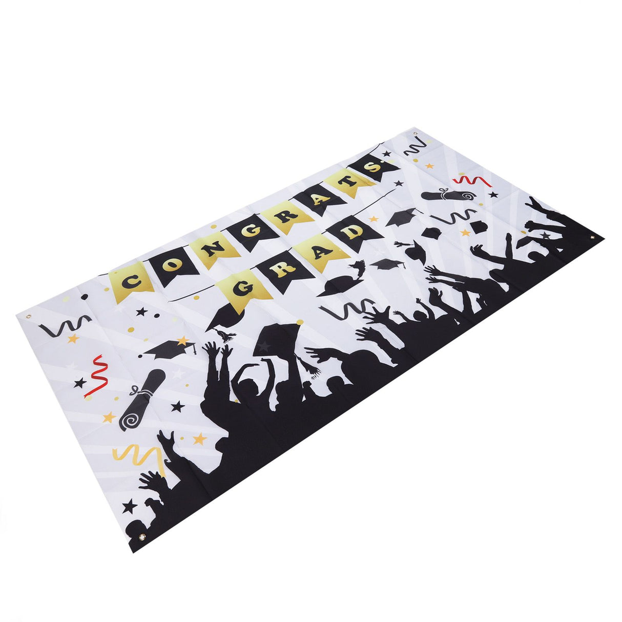 Graduation Banner Approx 71x38in Durable Polyester Fabric Fadeless Color 4 Eyelets Congrats Grad Banner for Graduation 005