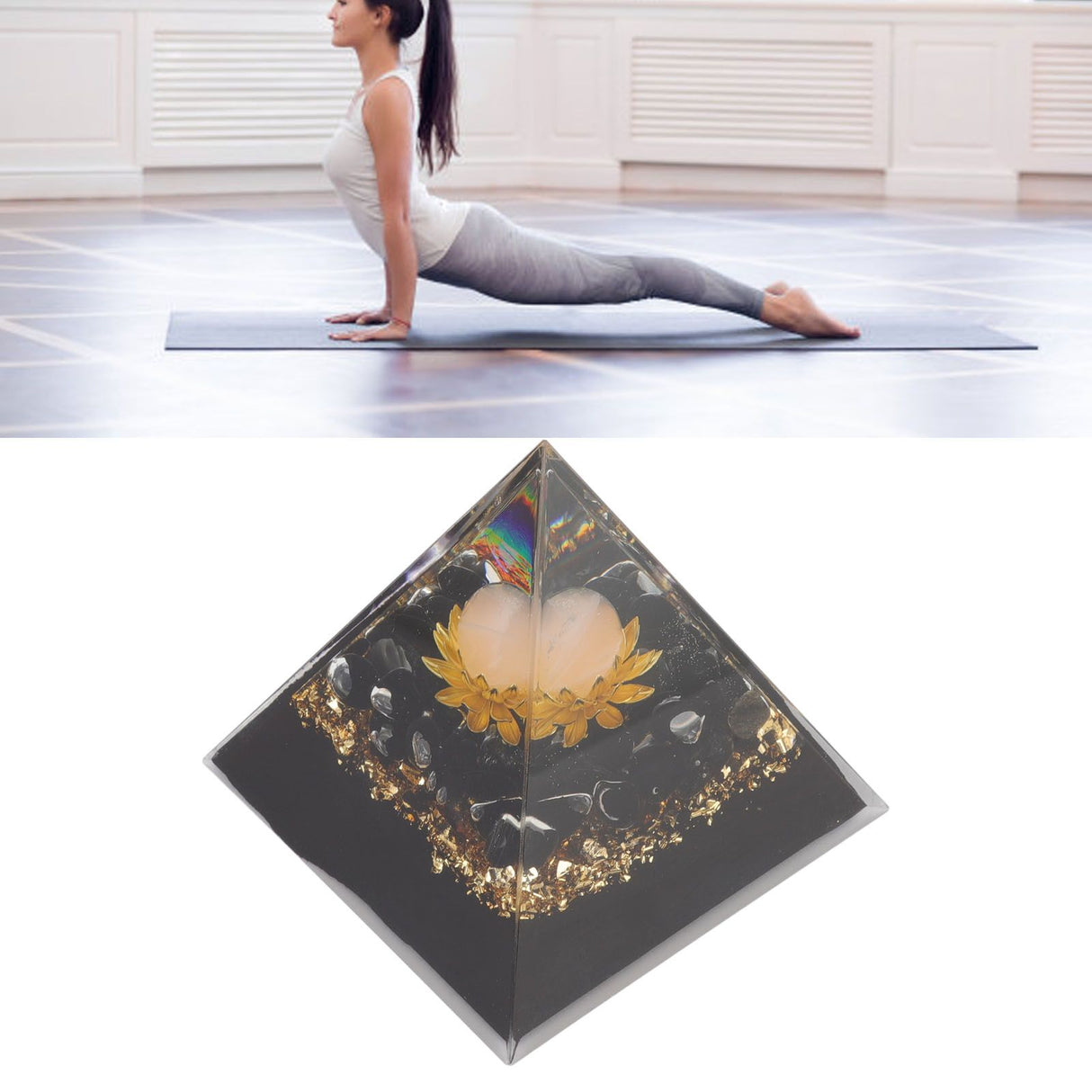 Orgone Pyramid Crystal Chakra Pyramid Promotes Psychological Growth for Living Room Bedroom Office