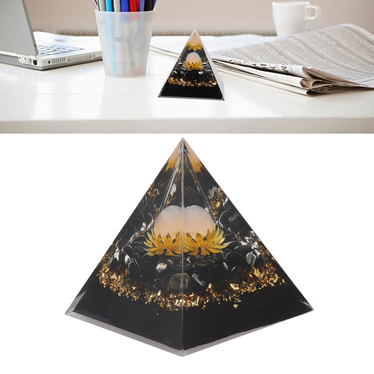 Orgone Pyramid Crystal Chakra Pyramid Promotes Psychological Growth for Living Room Bedroom Office