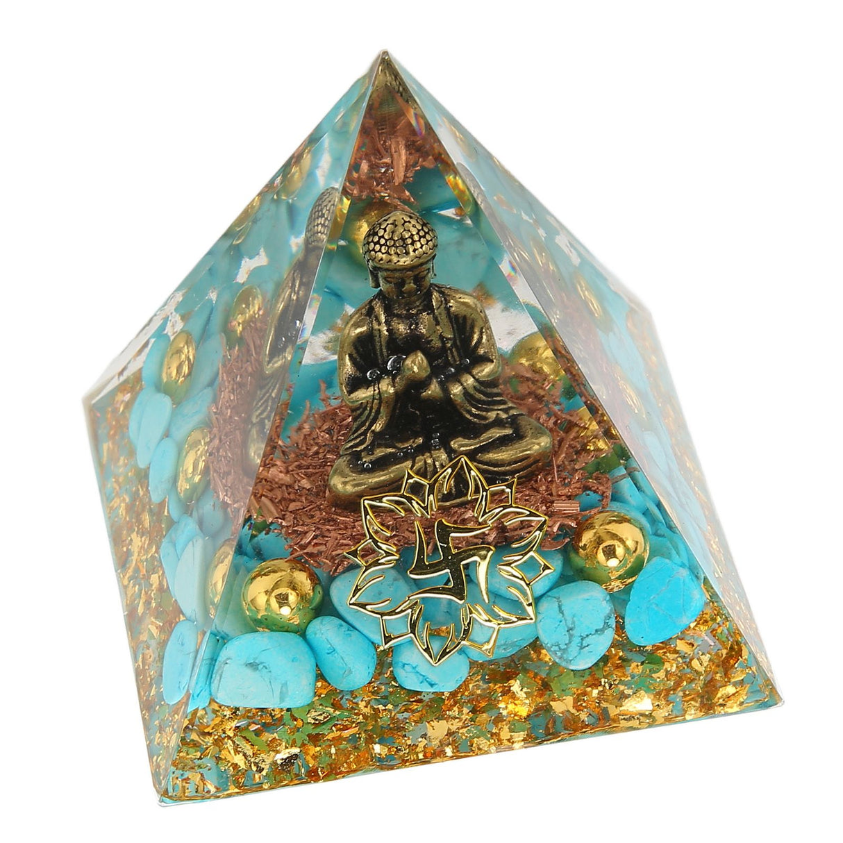 Crystal Pyramid Buddha Design Exquisite Beautiful Pyramid Power Stone Decoration Ornament for Yoga Meditation
