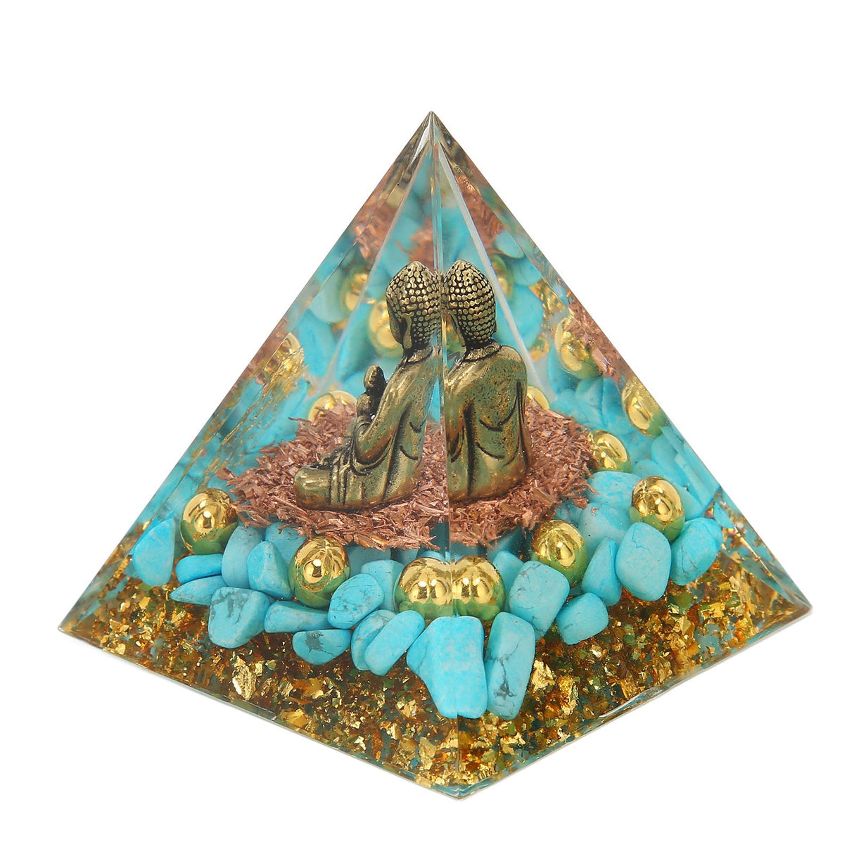 Crystal Pyramid Buddha Design Exquisite Beautiful Pyramid Power Stone Decoration Ornament for Yoga Meditation