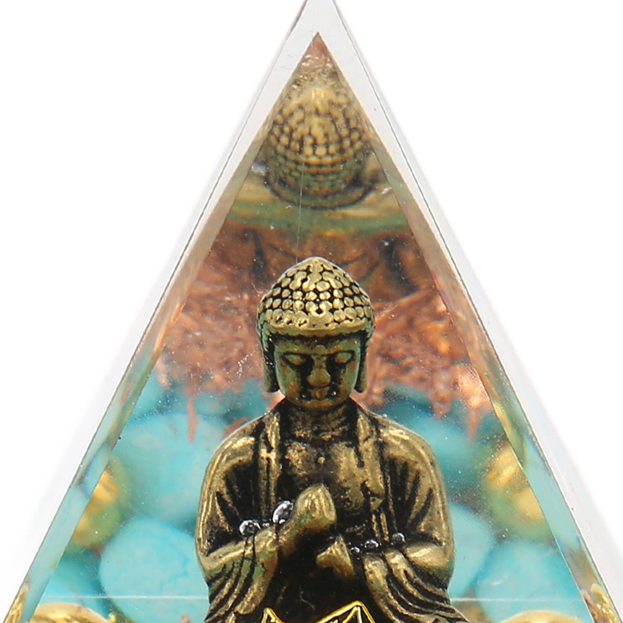 Crystal Pyramid Buddha Design Exquisite Beautiful Pyramid Power Stone Decoration Ornament for Yoga Meditation