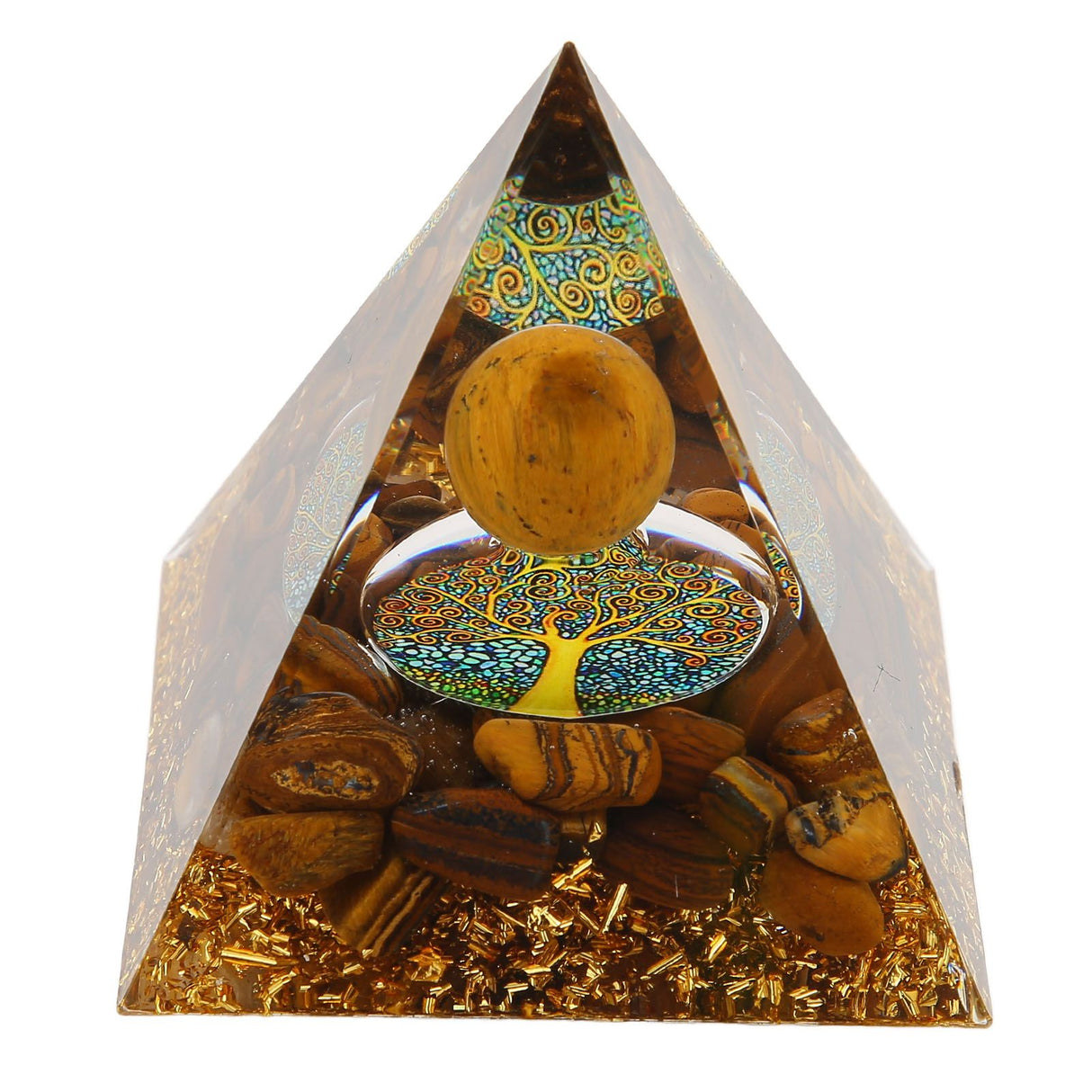 Pyramid Ornament Natural Gravel Triangular Lucky Improving Mood Pyramid Positive Energy Decoration for Bookshelf