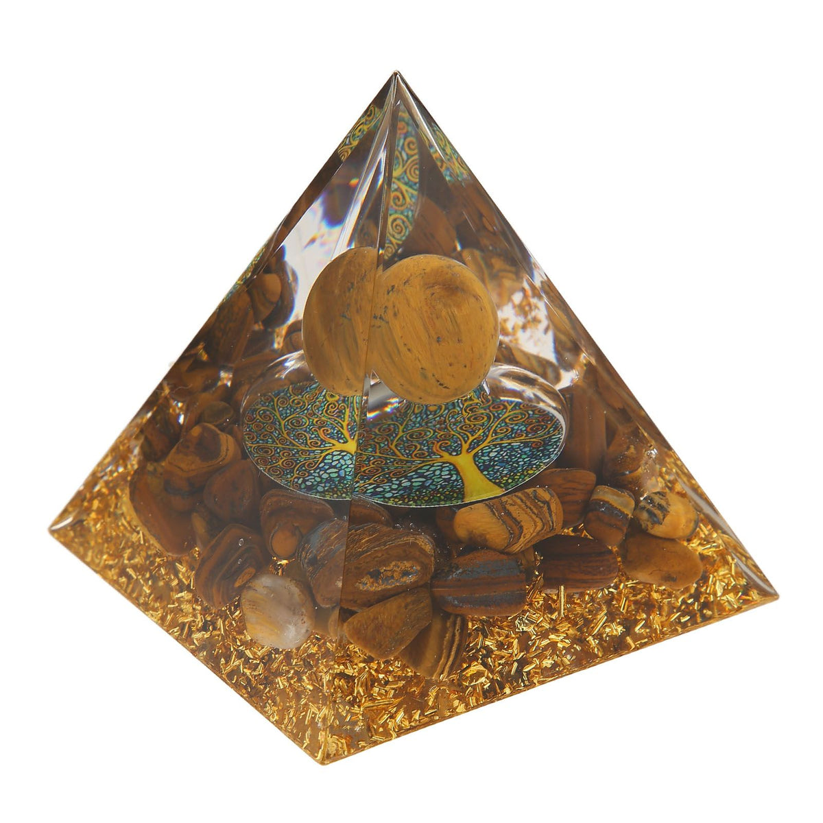 Pyramid Ornament Natural Gravel Triangular Lucky Improving Mood Pyramid Positive Energy Decoration for Bookshelf