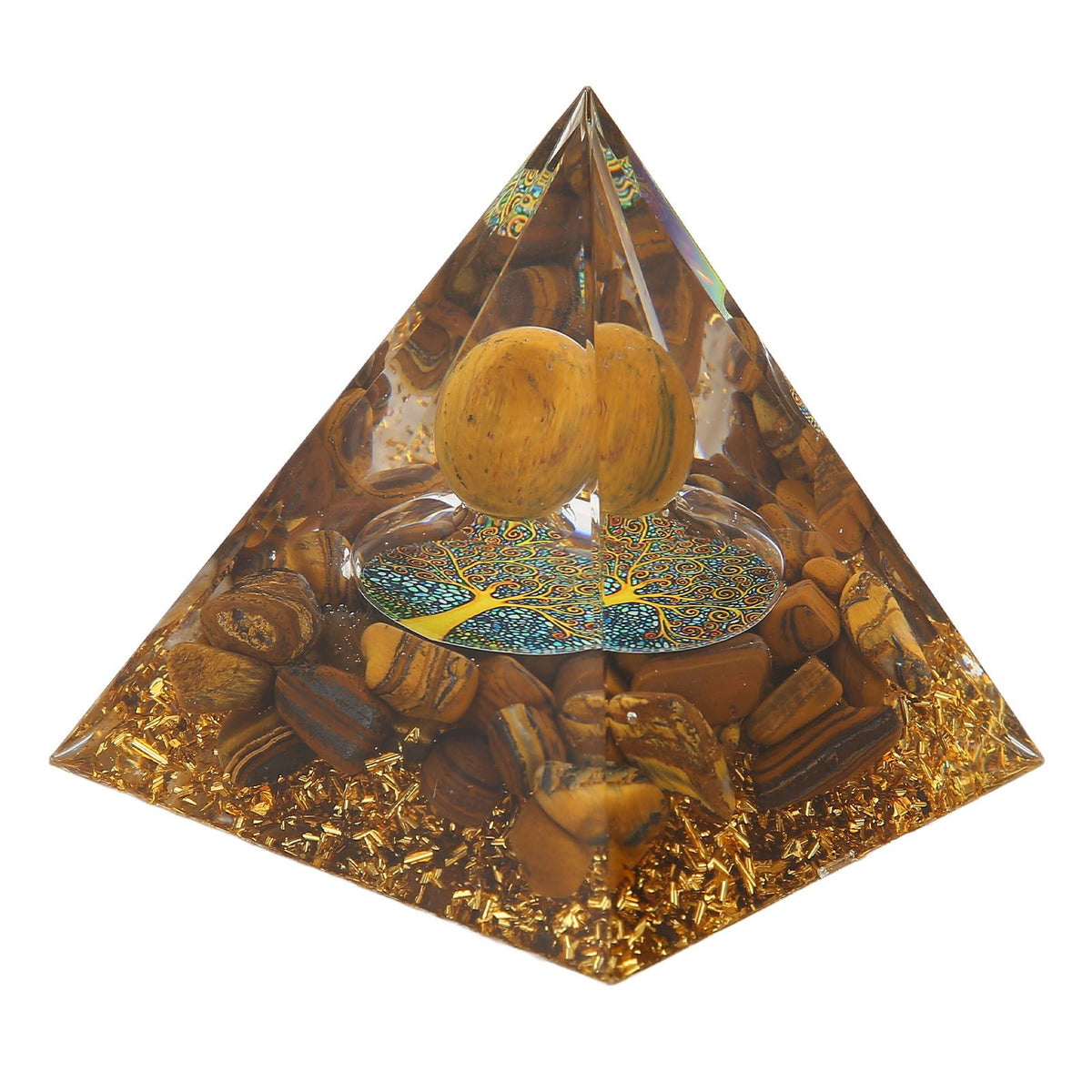 Pyramid Ornament Natural Gravel Triangular Lucky Improving Mood Pyramid Positive Energy Decoration for Bookshelf